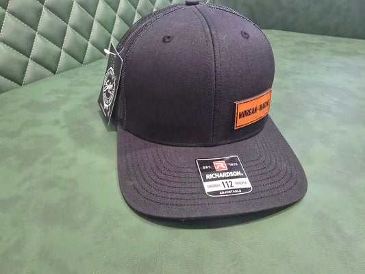 Richardson Leather Patch Pattern Trucker Cap - Black