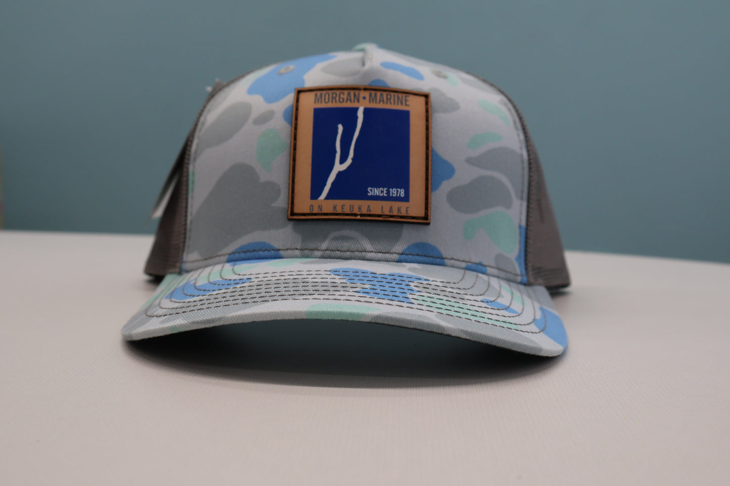 Richardson Leather Patch Pattern Trucker Cap - Duck Camo